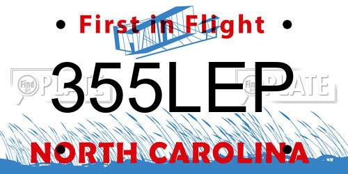 355LEP North Carolina License Plate