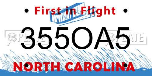 355OA5 North Carolina License Plate