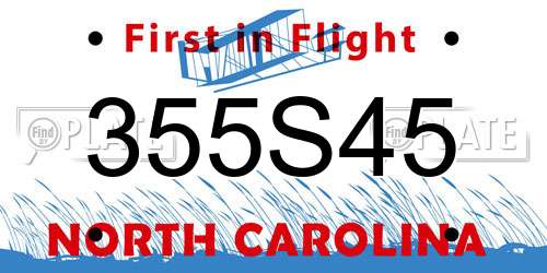 355S45 North Carolina License Plate