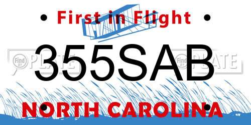 355SAB North Carolina License Plate