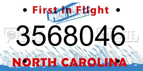 3568046 North Carolina License Plate