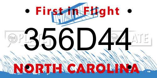 356D44 North Carolina License Plate