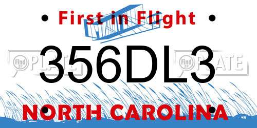 356DL3 North Carolina License Plate