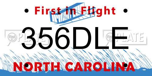 356DLE North Carolina License Plate
