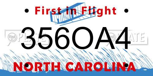 356OA4 North Carolina License Plate
