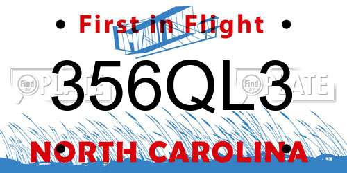 356QL3 North Carolina License Plate