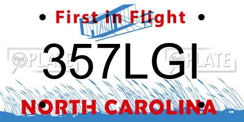 357LGI North Carolina License Plate