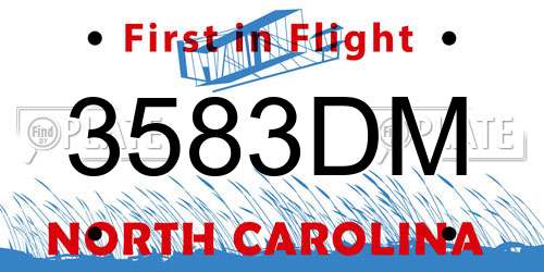 3583DM North Carolina License Plate