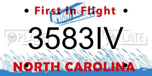 3583IV North Carolina License Plate