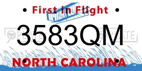 3583QM North Carolina License Plate