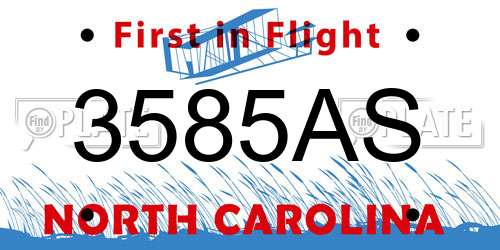 3585AS North Carolina License Plate