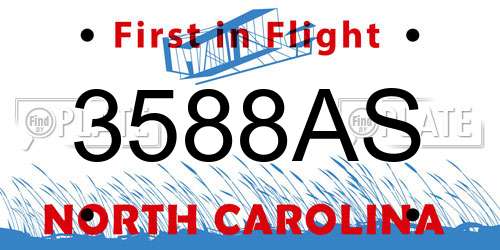3588AS North Carolina License Plate