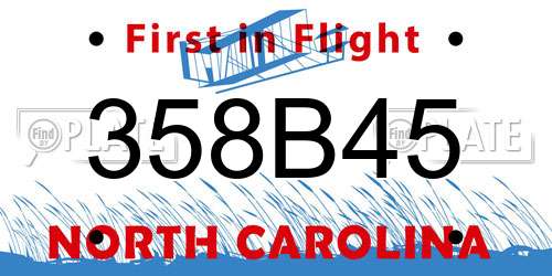 358B45 North Carolina License Plate