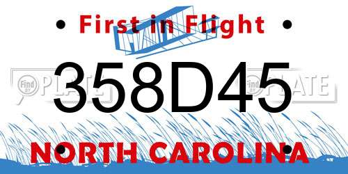 358D45 North Carolina License Plate