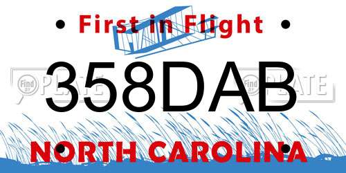 358DAB North Carolina License Plate