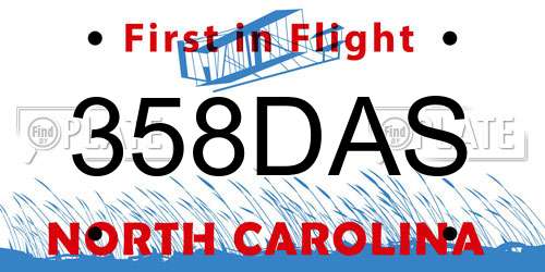 358DAS North Carolina License Plate