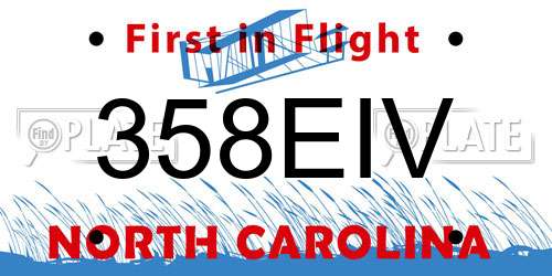 358EIV North Carolina License Plate