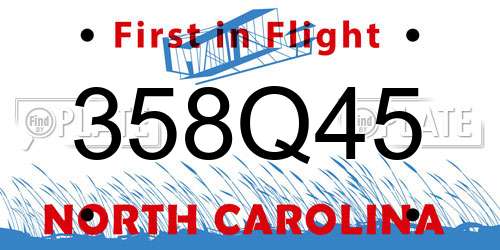 358Q45 North Carolina License Plate