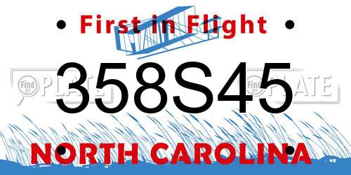 358S45 North Carolina License Plate