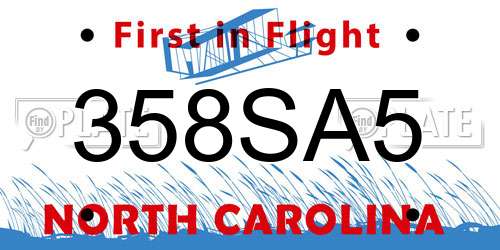 358SA5 North Carolina License Plate