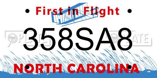 358SA8 North Carolina License Plate