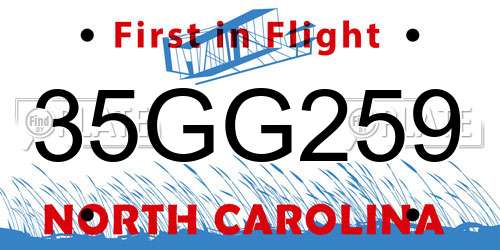 35GG259 North Carolina License Plate