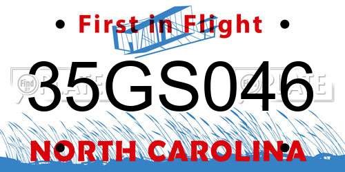 35GS046 North Carolina License Plate