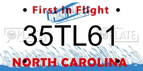35TL61 North Carolina License Plate