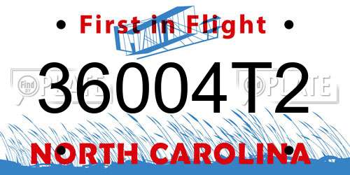 36004T2 North Carolina License Plate