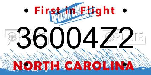 36004Z2 North Carolina License Plate