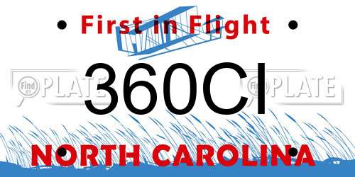 360CI North Carolina License Plate