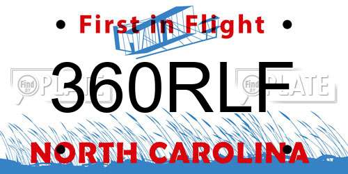 360RLF North Carolina License Plate
