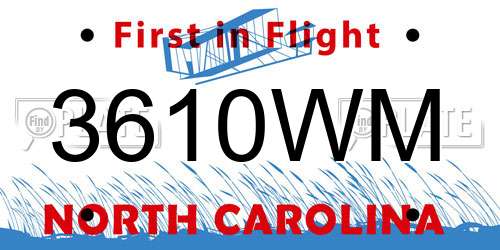 3610WM North Carolina License Plate
