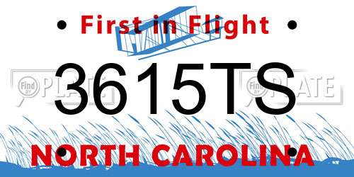 3615TS North Carolina License Plate