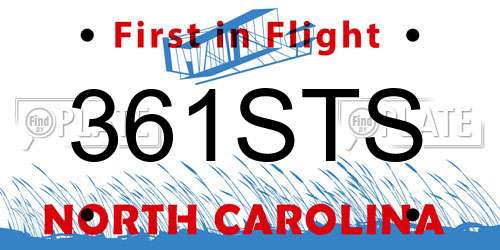 361STS North Carolina License Plate