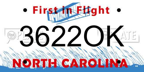 3622OK North Carolina License Plate