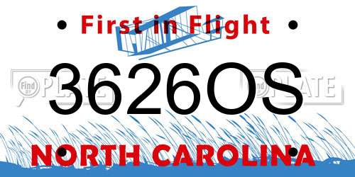 3626OS North Carolina License Plate