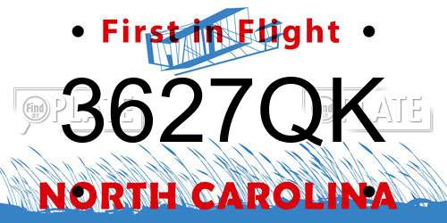 3627QK North Carolina License Plate