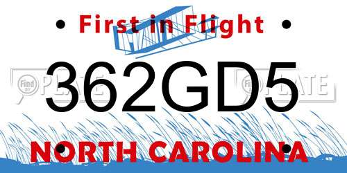 362GD5 North Carolina License Plate