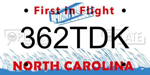 362TDK North Carolina License Plate