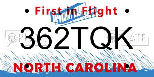 362TQK North Carolina License Plate