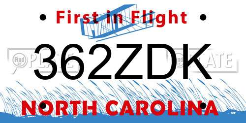 362ZDK North Carolina License Plate