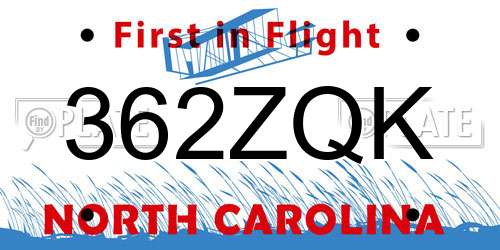 362ZQK North Carolina License Plate