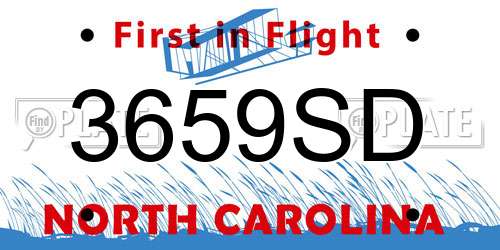 3659SD North Carolina License Plate