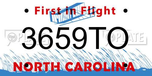 3659TO North Carolina License Plate