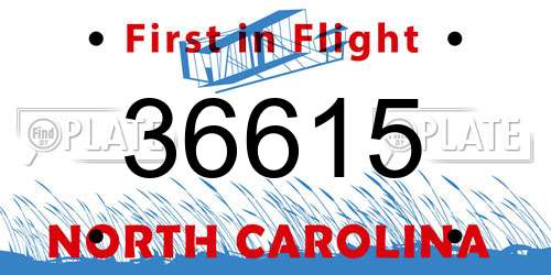 36615 North Carolina License Plate