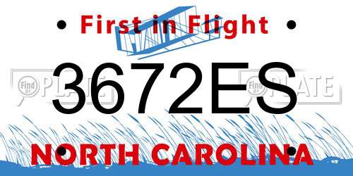 3672ES North Carolina License Plate