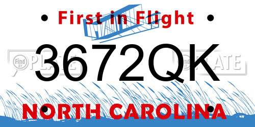 3672QK North Carolina License Plate