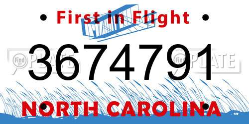 3674791 North Carolina License Plate
