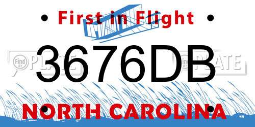 3676DB North Carolina License Plate